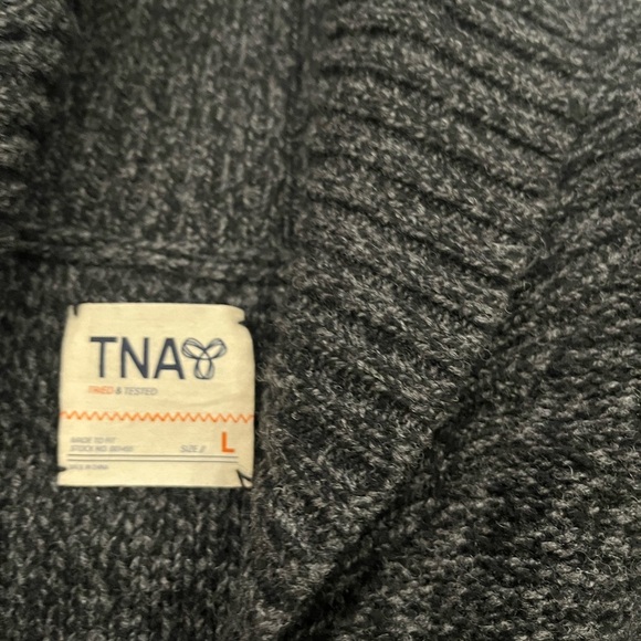 [L]TNA Aritzia Telluride Shawl Neck Charcoal Wool Knit Zip-Up Cardigan - Picture 4 of 9